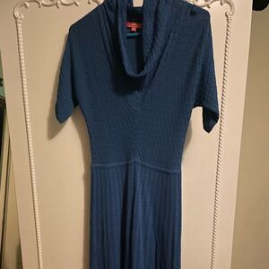 Catherine Malandrino Dress-Womens Size XS- Blue-Cowl Neck-Knee Length